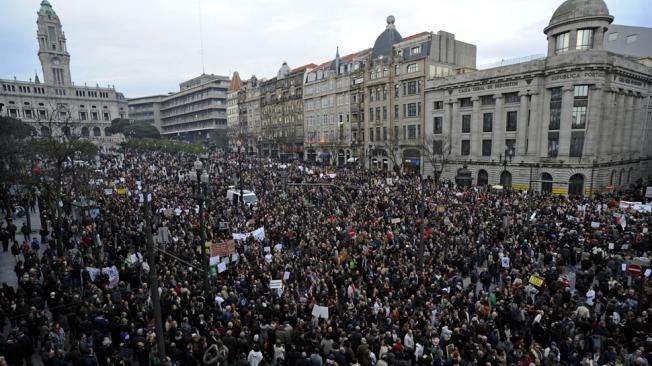 Protesta contra la usteridad en Porto el 12 de marzo